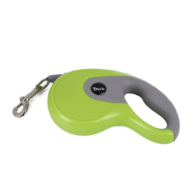 Blue and grey retractable dog leash with a black waste bag dispenser and a silver metal clip. - Image 10