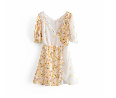 Vestido Escote V Combinado de Colores - Image 5