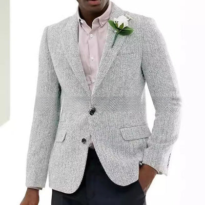 Blazer de Lana Espiga Marrón y Gris para Hombre - Image 7