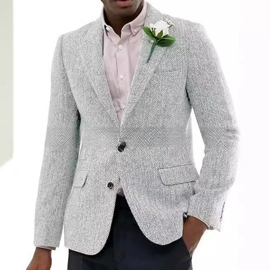 Blazer de Lana Espiga Marrón y Gris para Hombre - Image 7