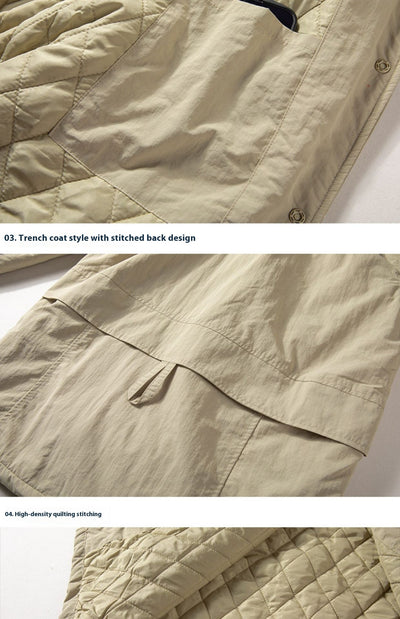 Abrigo Trench Acolchado Térmico Retro Solapa para Hombre - Image 14
