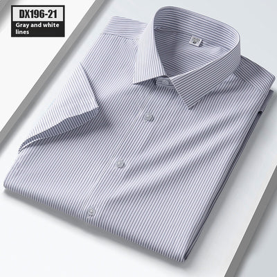 Camisa de Seda Rayas Manga Corta para Hombre - Estilo Verano - Image 3