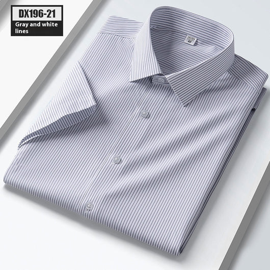 Camisa de Seda Rayas Manga Corta para Hombre - Estilo Verano - Image 3