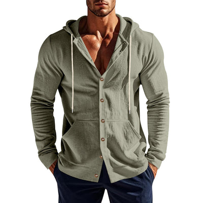 Camisa de Lino Holgada para Hombre - Minimalista de Manga Larga - Image 42