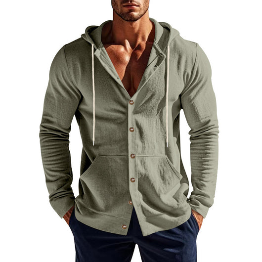Camisa de Lino Holgada para Hombre - Minimalista de Manga Larga - Image 42