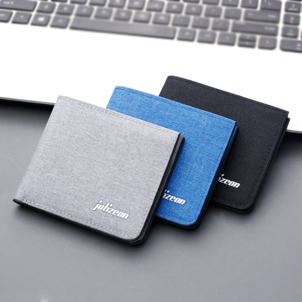 Billetera Horizontal de Lona y Cuero con Clips Múltiples para Hombre