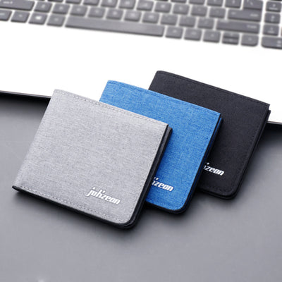 Billetera Horizontal de Lona y Cuero con Clips Múltiples para Hombre