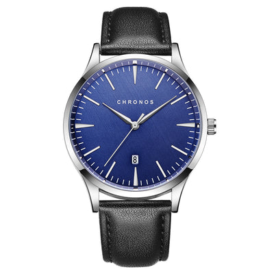 Reloj de Negocios Acero Inoxidable con Correa de Cuero y Calendario - Image 8