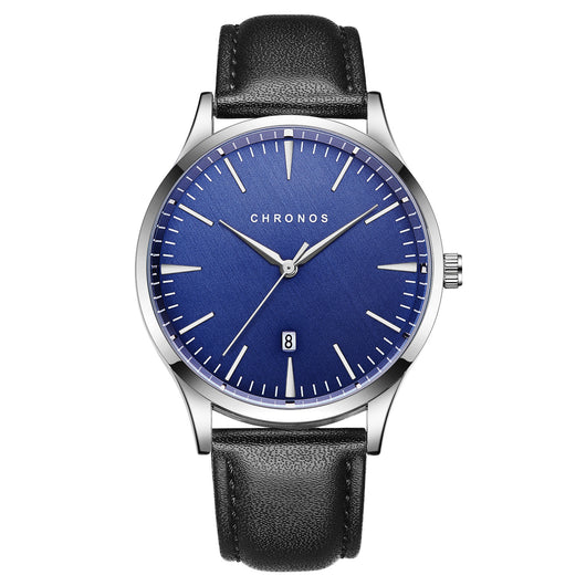 Reloj de Negocios Acero Inoxidable con Correa de Cuero y Calendario - Image 8