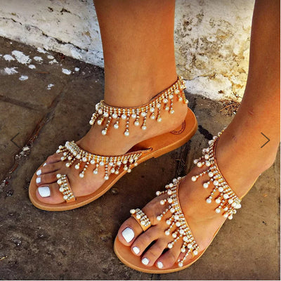 Sandalias Planas para Mujer con Perlas y Cuentas - Cómodas y Elegantes - Image 5