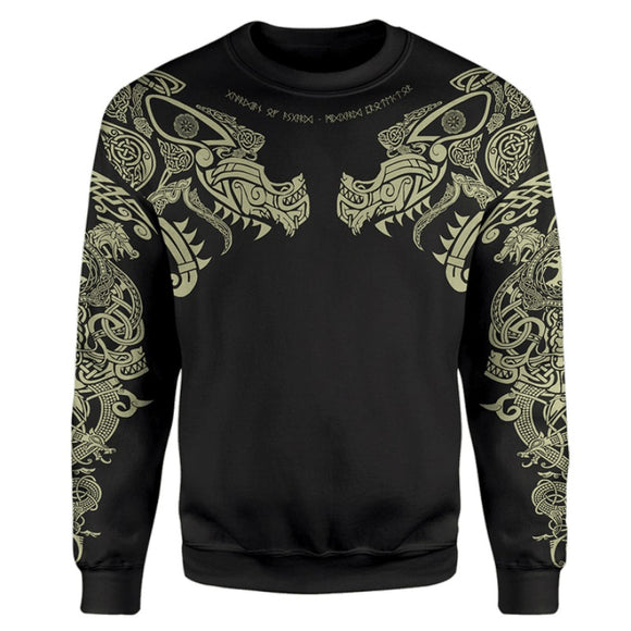 Sudadera Vikinga Harajuku con Estampado D para Hombre