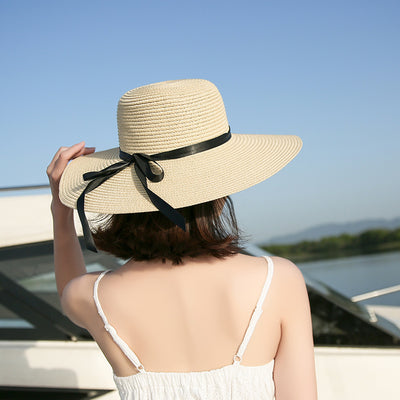 Sombrero de Playa Plegable con Lazo para Mujer - Protección Solar Verano - Image 3