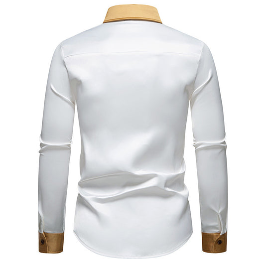 Camisa Manga Larga Satinada Bicolor para Hombre - Image 12
