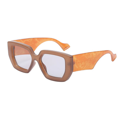 Cream wide leg sunglasses with a bold square frame and dark lenses, perfect for fashion wear and sun protection. - Image 11