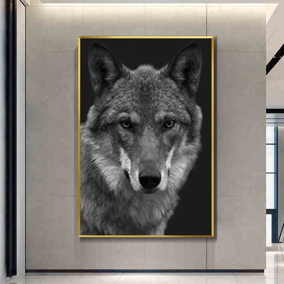 Cuadro Lobo Acuarela Estilo Nórdico Moderno