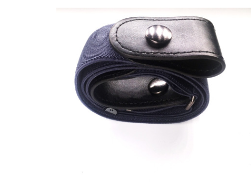 Red, white, and blue striped elastic stretch belt with brown leather-look ends and a silver-tone double buckle. - Image 6