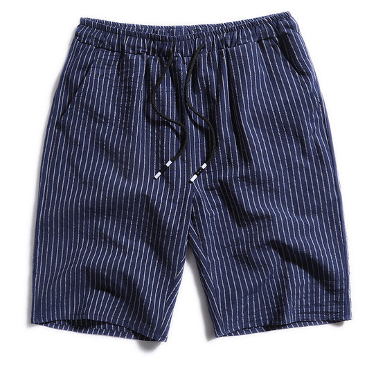 Pantalones Cortos de Algodón a Rayas para Hombre - Image 4