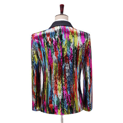 Blusa de Lentejuelas con Patrón Vertical Multicolor para Hombre - Image 5