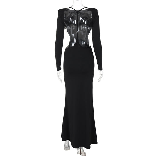 Vestido Largo Ajustado con Espalda Hueca - Manga Larga Sexy - Image 29