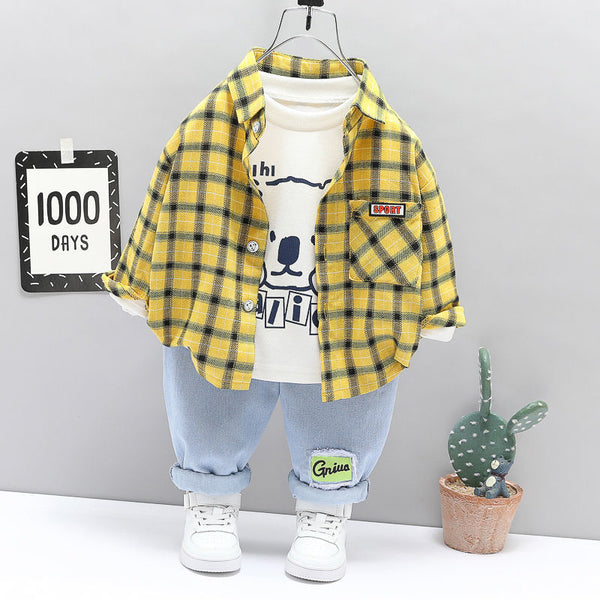 Traje de Tres Piezas Infantil a Cuadros - Casual y Elegante