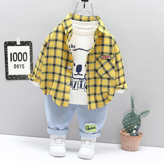 Traje de Tres Piezas Infantil a Cuadros - Casual y Elegante