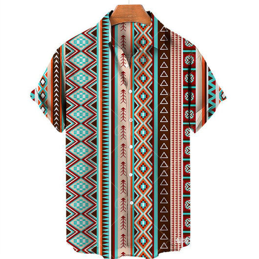Camisa Vintage de Verano para Hombre Cuello V Talla 5XL