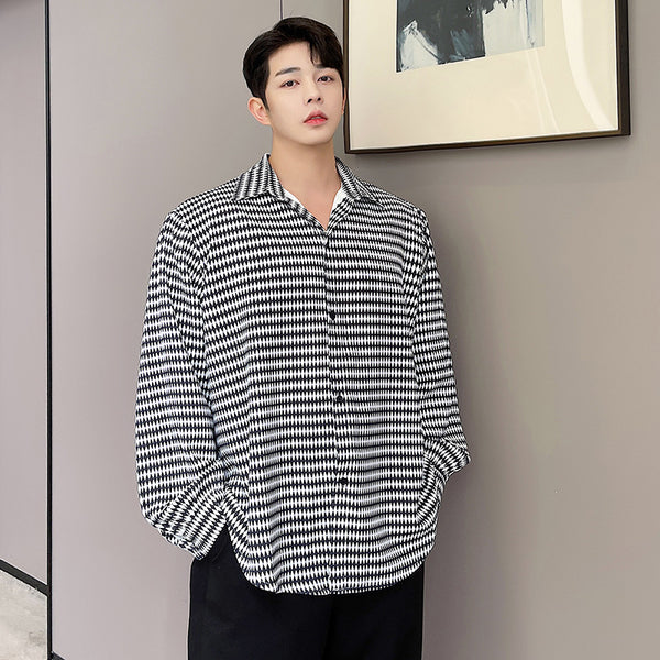 Camisa Suelta Coreana de Manga Larga para Hombre