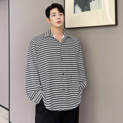 Camisa Suelta Coreana de Manga Larga para Hombre