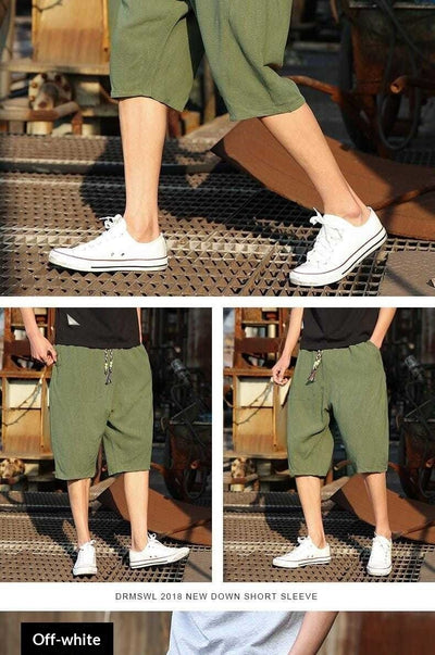 Pantalones Cortos de Lino Holgados para Hombre - Image 19