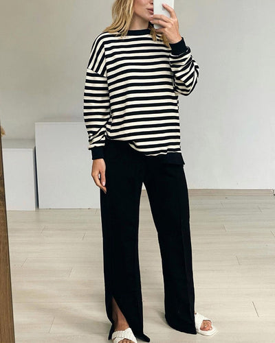 Suéter Tejido Grueso a Rayas para Mujer - Comodidad Casual - Image 27