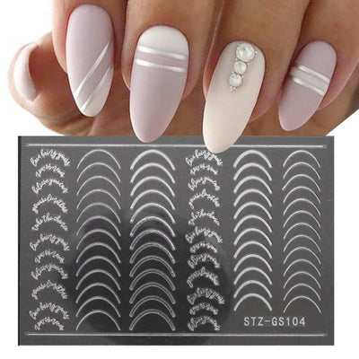 Pegatinas de Uñas Adhesivas Estilo Francés en Oro y Plata - Image 8