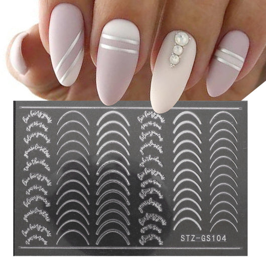 Pegatinas de Uñas Adhesivas Estilo Francés en Oro y Plata - Image 8