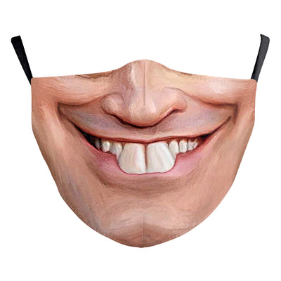 Halloween dust mask with a split design: one side a smiling clown face, the other a stitched, bloody mouth. - Image 19