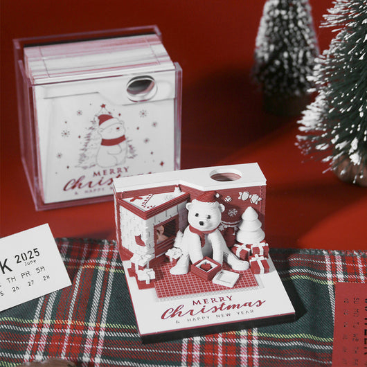 Calendario Navideño 3D con Papel Troquelado y Notas