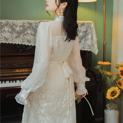 Vestido Cheongsam de Encaje con Falda Larga Estilo Hada - Image 5