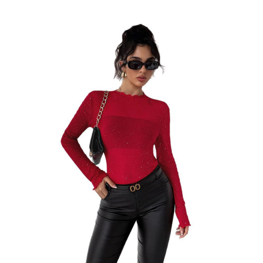 Blusa Brillante con Lentejuelas Ajustada de Manga Larga - Image 5