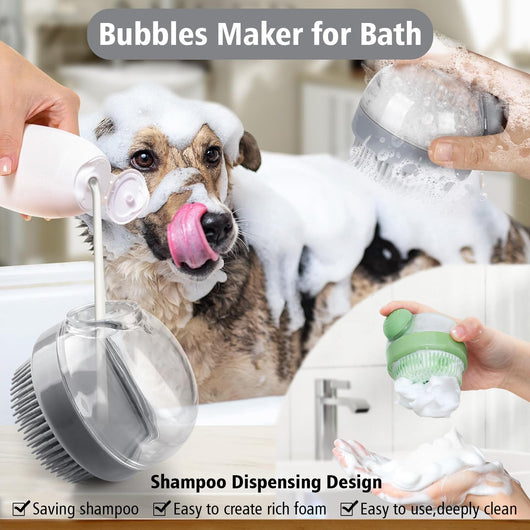 Cepillo para Perros de Silicona Suave con Dispensador de Jabón - Rosa - Image 4