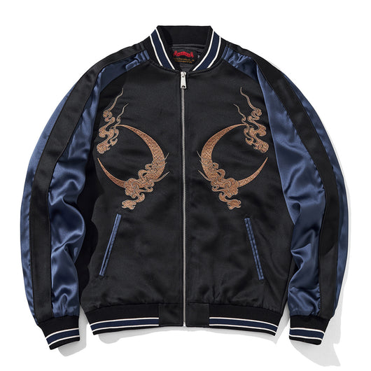 Chamarra Beisbolera Casual para Hombre con Bordado de Bestia Mitológica Qilin - Image 3
