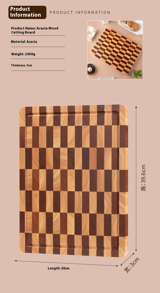Tabla de Corte de Madera con Diseño Cuadriculado para Frutas y Verduras - Image 16