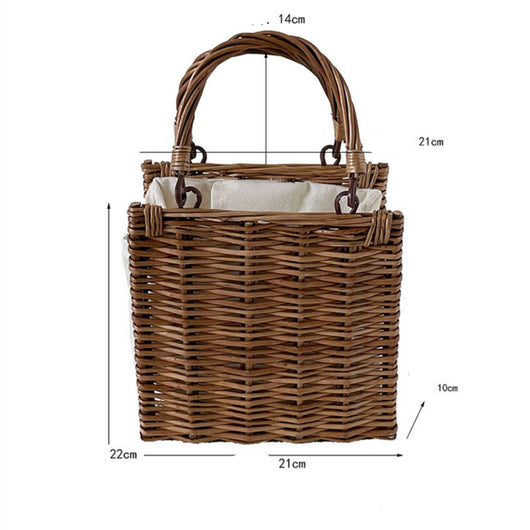 Bolsa Cuadrada Japonesa de Lona con Tejido de Ratán - Image 9