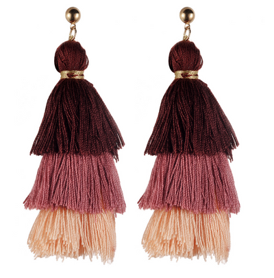 Aretes de Borlas de Algodón con Degradado Tricolor - Image 6