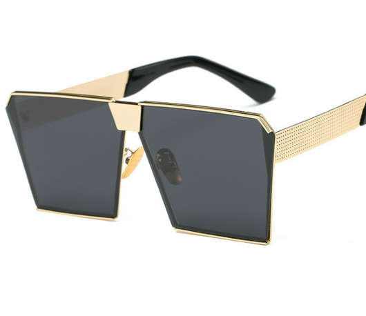 Silver-framed square polarized sunglasses with dark gray lenses and textured temples on a white background. - Image 21