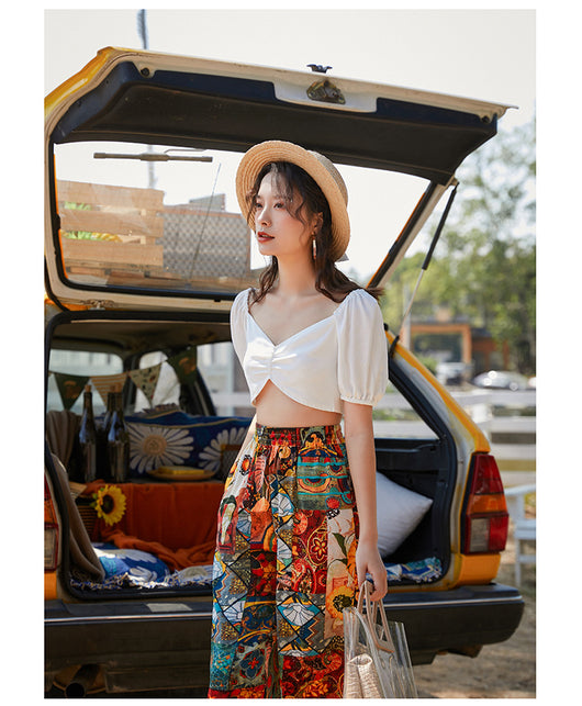 Pantalones Sueltos de Playa con Estampado Retro para Mujer - Image 13