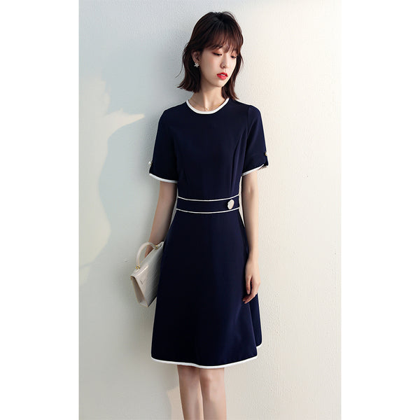 Vestido Contraste de Colores Manga Corta Línea A para Mujer - Image 8
