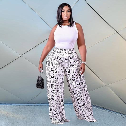 Pantalones Anchos Estampado Floral Geométrico con Cintura Elástica para Mujer - Image 5