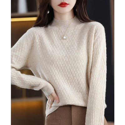 Suéter Cuello Alto Mujer 100% Lana Pura Tejido Fino - Image 8