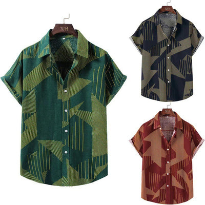 Camisa Casual de Manga Corta con Estampado para Hombre - Image 8