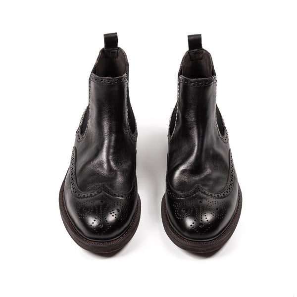 Botas Chelsea de Cuero Grabado con Detalles Brogue para Hombre
