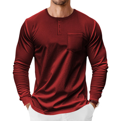 Camiseta Henley de Manga Larga para Hombre - Primavera y Otoño - Image 43
