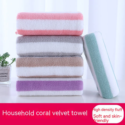 Toallas de Baño Coral Fleece con Rayas, Absorbentes y Suaves - Image 2